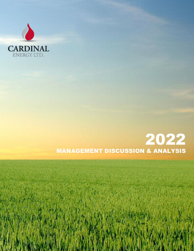 Miniature Cardinal Energy Rapport financier 2022