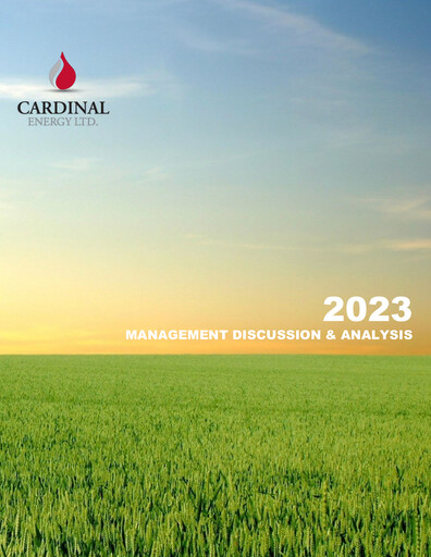 Miniature Cardinal Energy Rapport financier 2023