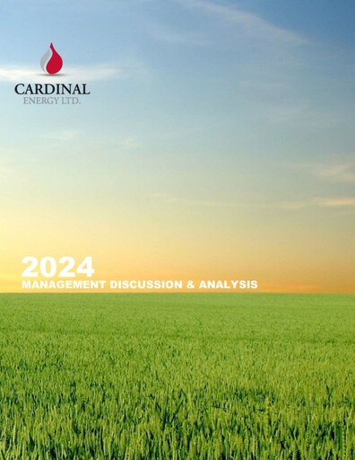 Miniature Cardinal Energy Rapport financier 2024