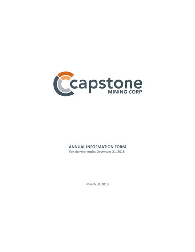 Thumbnail Capstone Copper Annual Report 2018