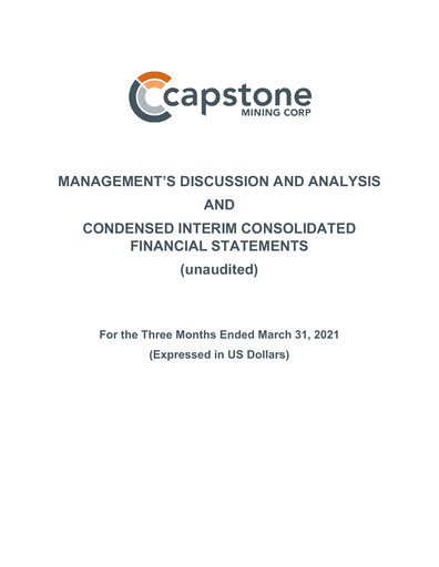 Thumbnail Capstone Copper Quarterly Report 2021-q1