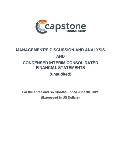 Thumbnail Capstone Copper Quarterly Report 2021-q2
