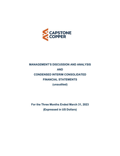 Thumbnail Capstone Copper Quarterly Report 2023-q1