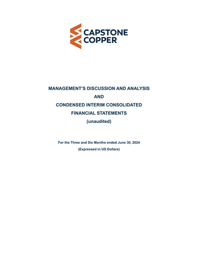 Thumbnail Capstone Copper Quarterly Report 2024-q2
