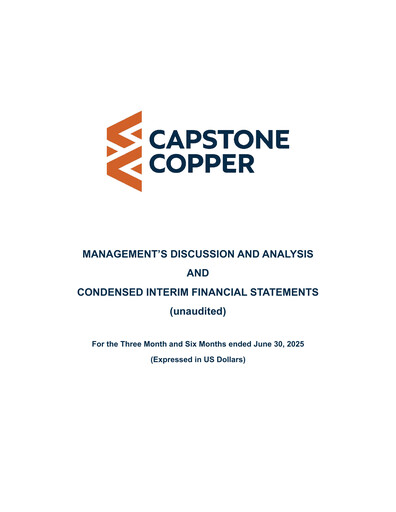 Thumbnail Capstone Copper Quarterly Report 2025-q2