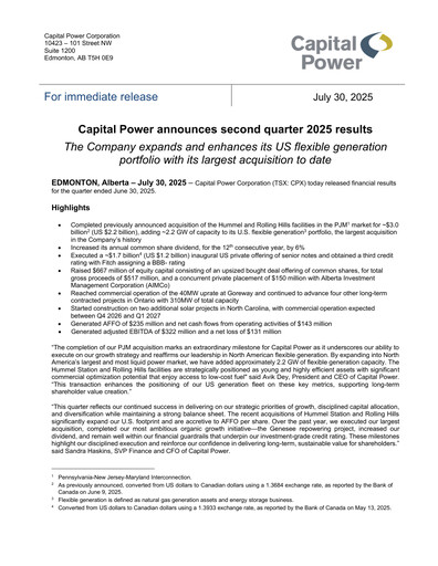 Miniature Capital Power Rapport trimestriel 2025-q2