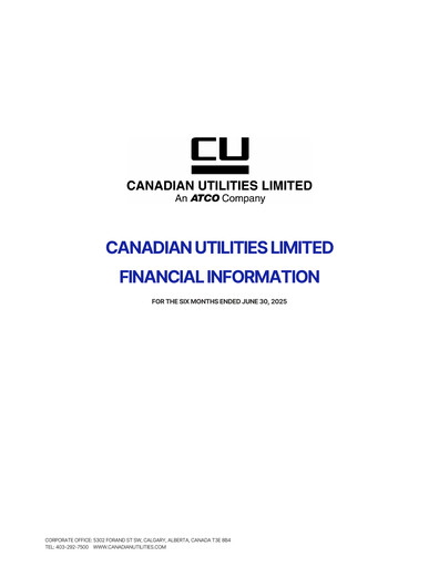 Thumbnail Canadian Utilities
 Quarterly Report 2025-q2