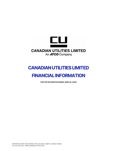 Miniature Canadian Utilities
 Rapport trimestriel 2026-q2