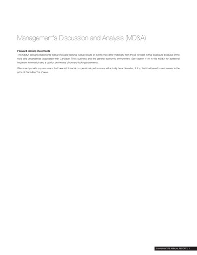 Miniature Canadian Tire Bilan financier 2012