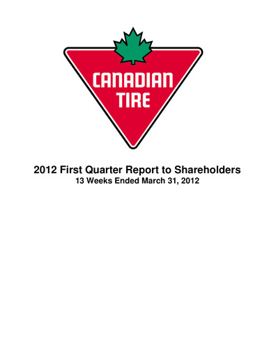 Thumbnail Canadian Tire Quarterly Report 2012-q1