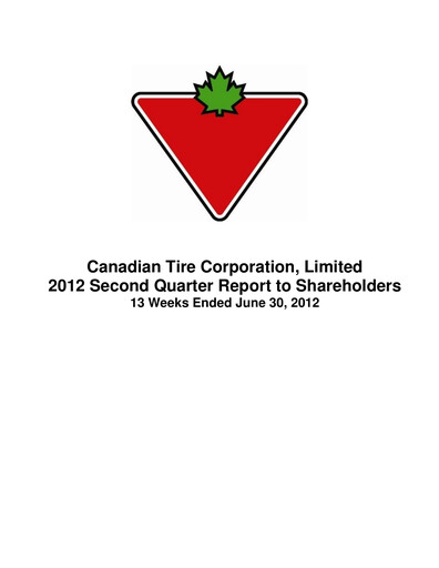 Thumbnail Canadian Tire Quarterly Report 2012-q2