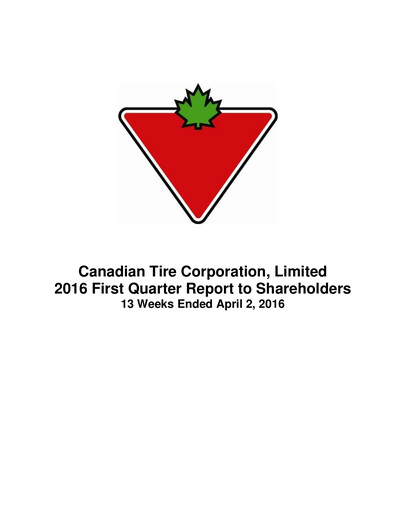 Thumbnail Canadian Tire Quarterly Report 2016-q1