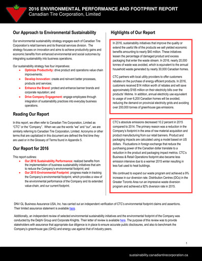 Vorschaubild Canadian Tire Nachhaltigkeitsbericht 2016