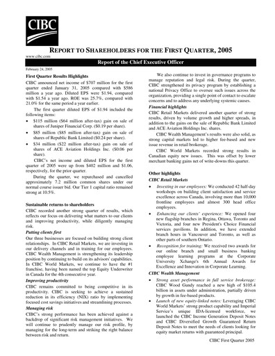 Thumbnail CIBC (Canadian Imperial Bank of Commerce) Quarterly Report 2005-q1