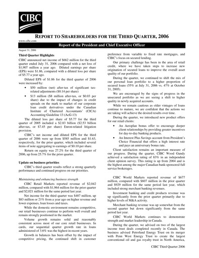 Thumbnail CIBC (Canadian Imperial Bank of Commerce) Quarterly Report 2006-q3