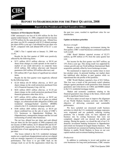 Thumbnail CIBC (Canadian Imperial Bank of Commerce) Quarterly Report 2008-q1