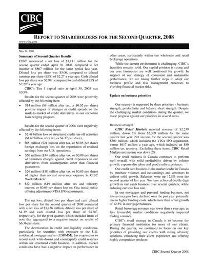 Thumbnail CIBC (Canadian Imperial Bank of Commerce) Quarterly Report 2008-q2