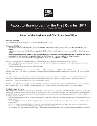 Thumbnail CIBC (Canadian Imperial Bank of Commerce) Quarterly Report 2017-q1