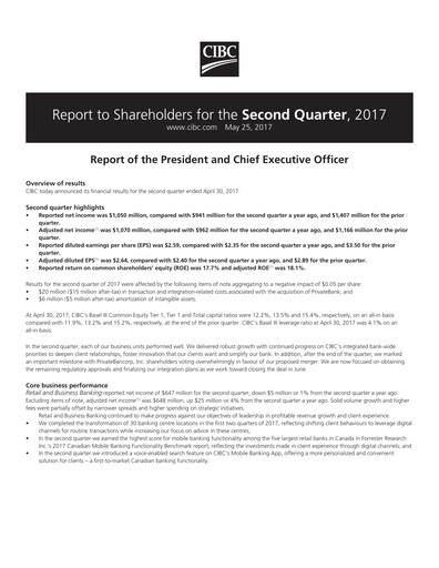 Thumbnail CIBC (Canadian Imperial Bank of Commerce) Quarterly Report 2017-q2
