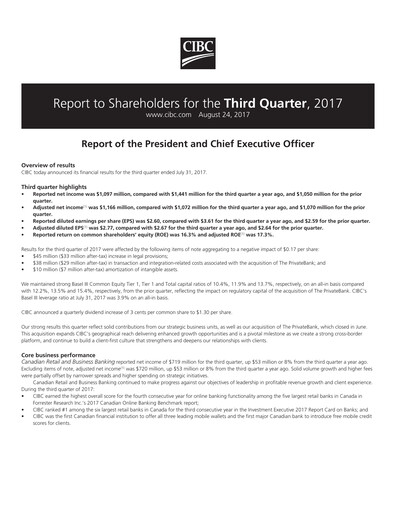 Thumbnail CIBC (Canadian Imperial Bank of Commerce) Quarterly Report 2017-q3