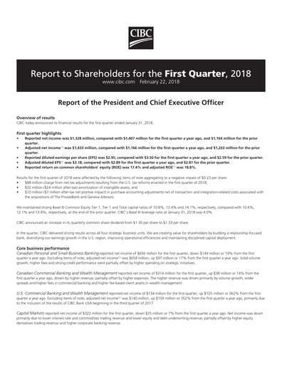 Thumbnail CIBC (Canadian Imperial Bank of Commerce) Quarterly Report 2018-q1