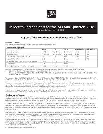 Thumbnail CIBC (Canadian Imperial Bank of Commerce) Quarterly Report 2018-q2