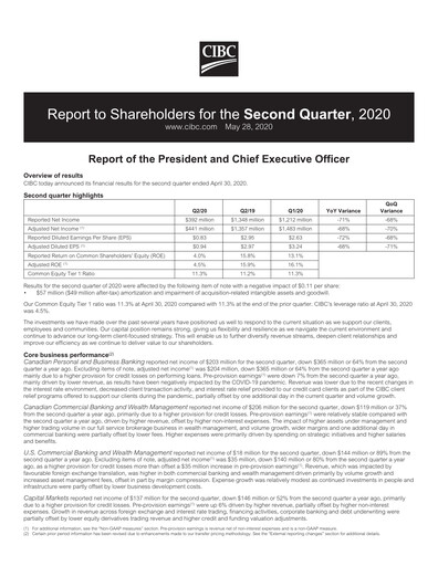 Thumbnail CIBC (Canadian Imperial Bank of Commerce) Quarterly Report 2020-q2