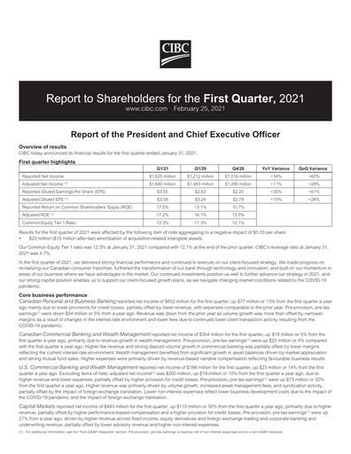 Thumbnail CIBC (Canadian Imperial Bank of Commerce) Quarterly Report 2021-q1
