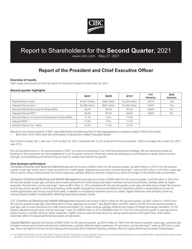 Thumbnail CIBC (Canadian Imperial Bank of Commerce) Quarterly Report 2021-q2