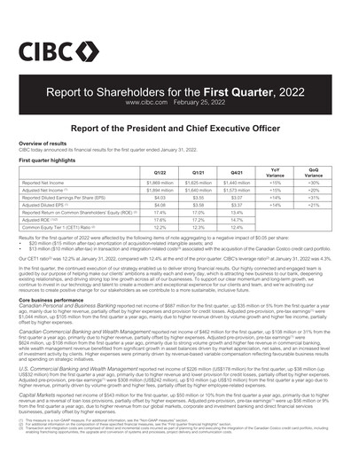 Thumbnail CIBC (Canadian Imperial Bank of Commerce) Quarterly Report 2022-q1