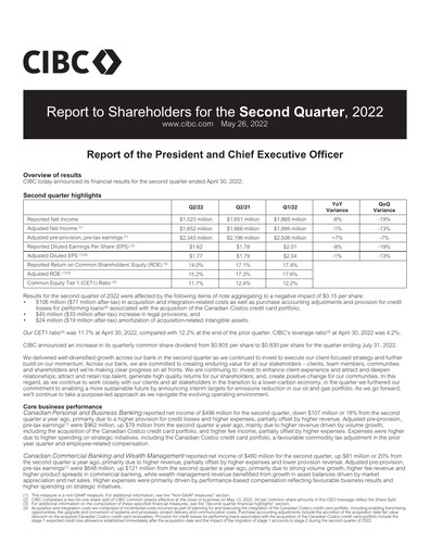 Thumbnail CIBC (Canadian Imperial Bank of Commerce) Quarterly Report 2022-q2