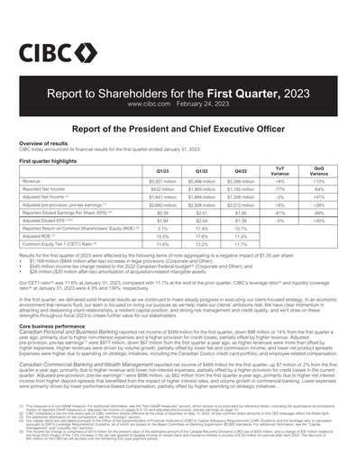 Thumbnail CIBC (Canadian Imperial Bank of Commerce) Quarterly Report 2023-q1