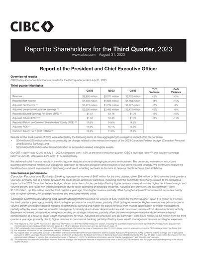 Thumbnail CIBC (Canadian Imperial Bank of Commerce) Quarterly Report 2023-q3