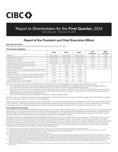 Thumbnail CIBC (Canadian Imperial Bank of Commerce) Quarterly Report 2024-q1