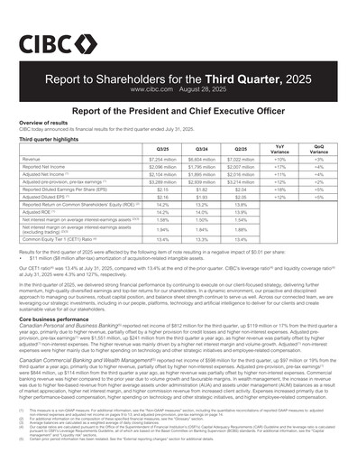 Miniature CIBC (Canadian Imperial Bank of Commerce) Rapport trimestriel 2025-q3