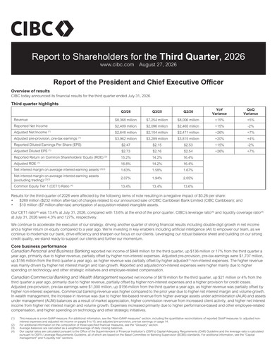 Thumbnail CIBC (Canadian Imperial Bank of Commerce) Quarterly Report 2026-q3