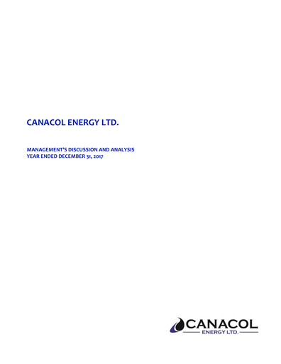 Thumbnail Canacol Energy Financial Report 2017