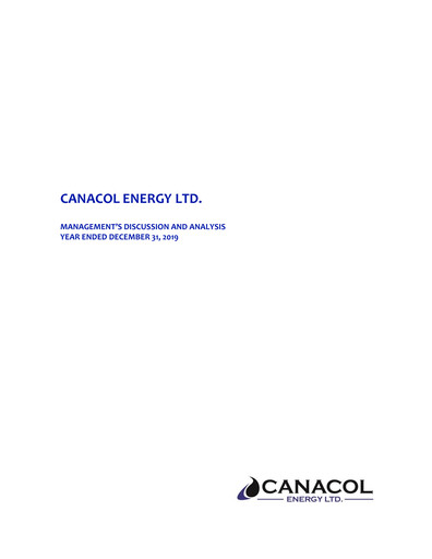 Thumbnail Canacol Energy Financial Report 2019