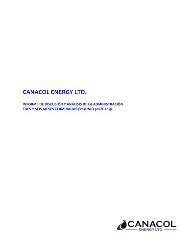 Thumbnail Canacol Energy Financial Report 2019-q2