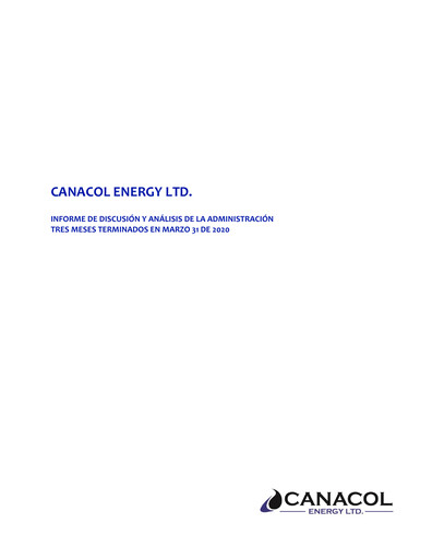 Thumbnail Canacol Energy Financial Report 2020-q1