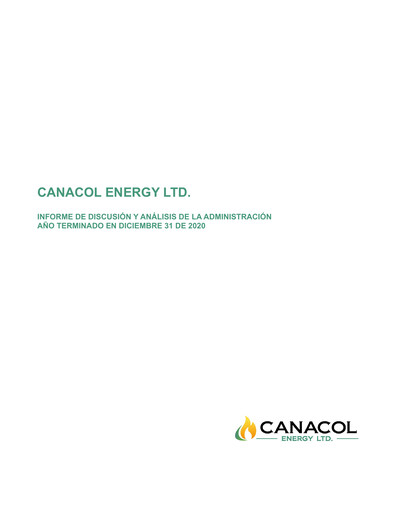 Thumbnail Canacol Energy Financial Report 2020