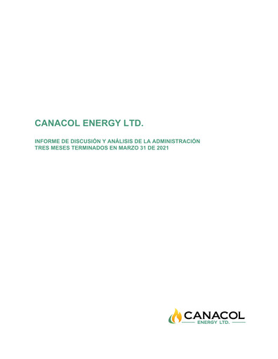 Thumbnail Canacol Energy Financial Report 2021-q1