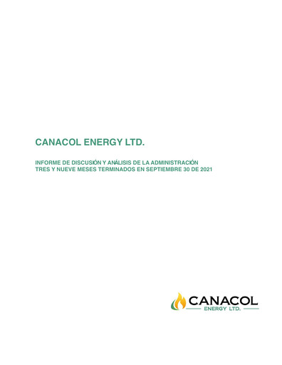 Thumbnail Canacol Energy Financial Report 2021-q3