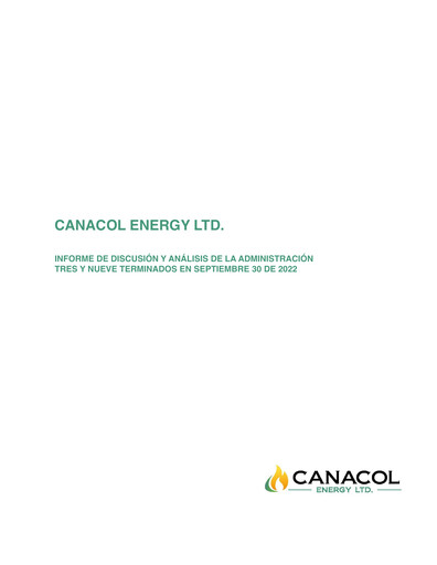 Thumbnail Canacol Energy Financial Report 2022-q3