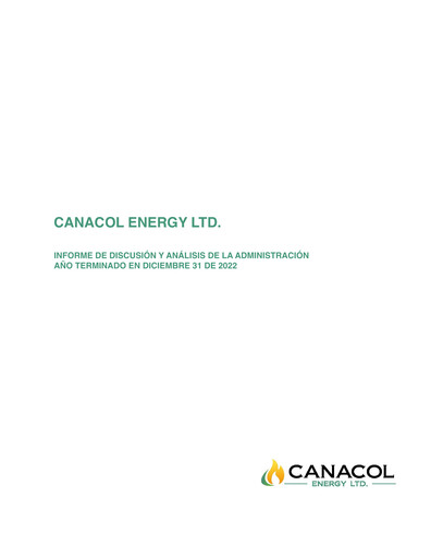 Thumbnail Canacol Energy Financial Report 2022