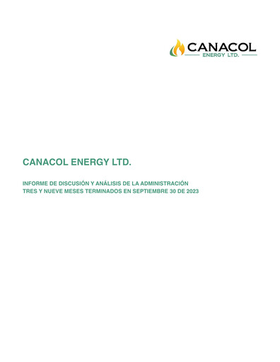Thumbnail Canacol Energy Financial Report 2023-q3