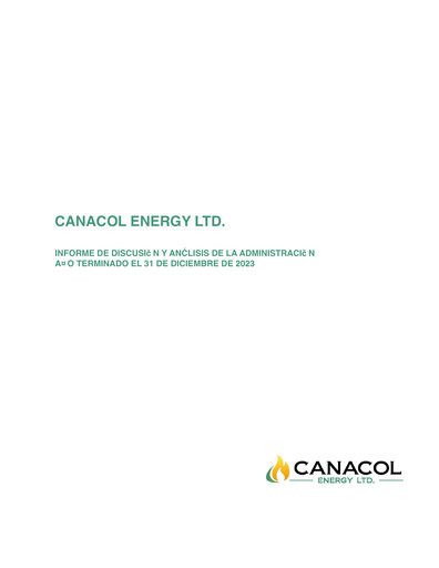 Thumbnail Canacol Energy Financial Report 2023