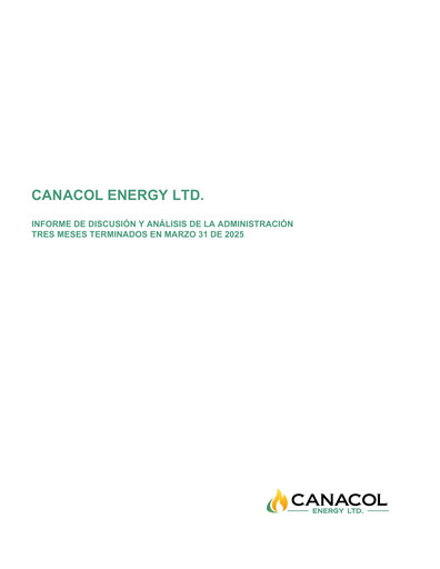 Thumbnail Canacol Energy Financial Report 2025-q1