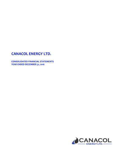 Thumbnail Canacol Energy Financial Statement 2016