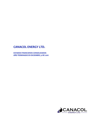Thumbnail Canacol Energy Financial Statement 2016